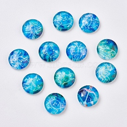 Luminous Constellation Pattern Glass Cabochons, Half Round/Dome, Deep Sky Blue, 12x4mm(X-GGLA-WH0001-02)