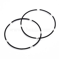 Spring Bracelets, Minimalist Bracelets with Beads, Plated Steel French Wire/Gimp Wire, for Stackable Wearing, Electrophoresis Black, 12 Gauge, 2mm, Inner Diameter: 58.5mm(TWIR-T001-01EB-P)