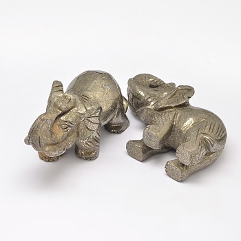 Elephant Natural Pyrite Display Decorations, Dark Khaki, 53x25x37mm