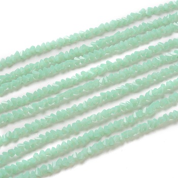 Glass Beads Strands, Imitation Jade Glass, Faceted, Polygon, Light Green, 2.5x2.5x2.5mm, Hole: 0.7mm, about 150pcs/strand, 13.39''(34cm)