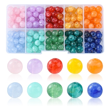 200Pcs 10 Colors  Imitation Gemstone Acrylic Beads, Round, Mixed Color, 8mm, Hole: 2mm, 20pcs/color