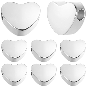 30Pcs Brass Beads, Heart, 925 Sterling Silver Plated, 4.5x5.5x2.5mm, Hole: 1.2mm