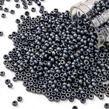 TOHO Round Seed Beads, Japanese Seed Beads, (612) Matte Color Gun Metal, 8/0, 3mm, Hole: 1mm, about 222pcs/10g