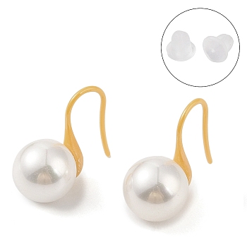 Hypoallergenic Bioceramics Zirconia Ceramic Dnagle Earrings, with Shell, No Fading and Nickel Free, Round, Gold, 18x10mm