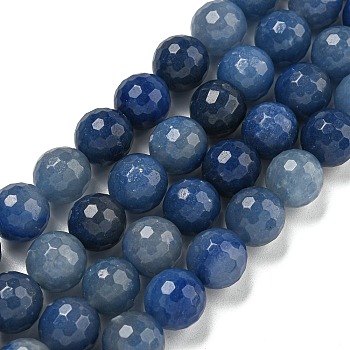 Natural Blue Aventurine Beads Strands, (128 Facets)Faceted, Round, Round, 10mm, Hole: 1.2mm, about 37pcs/strand, 14.96 inch(38cm)