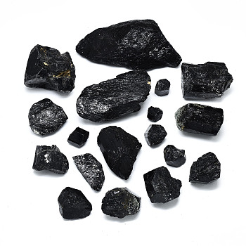 Rough Raw Natural Black Tourmaline Beads, No Hole/Undrilled, Nuggets, 10~80x10~4x7~35mm
