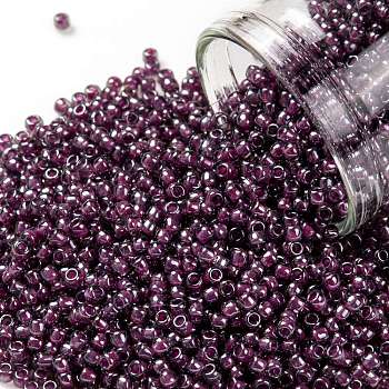 TOHO Round Seed Beads, Japanese Seed Beads, (1076) Inside Color Grey/Magenta Lined, 11/0, 2.2mm, Hole: 0.8mm, about 1103pcs/10g