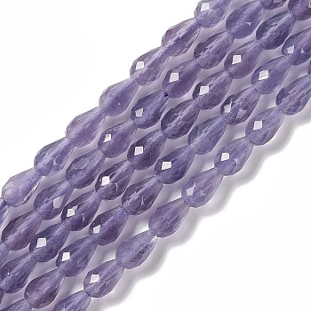 Cat Eye Beads Strands, Faceted, Teardrop, Medium Purple, 6x4mm, Hole: 0.9mm, about 63pcs/strand, 15.16 inch(38.5cm)