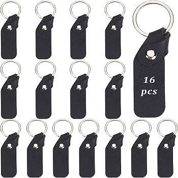 PU Leather Keychain, with Iron Key Rings, Black, 9.2cm, 16pcs/box