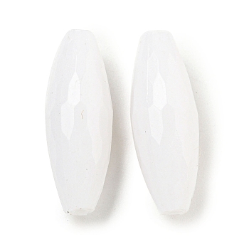 Opaque Acrylic Beads, Faceted, Rice, White, 19x7mm, Hole: 1.6mm, about 1000pcs/500g