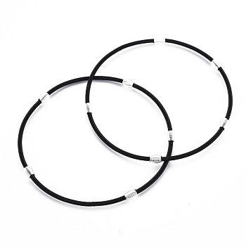 Spring Bracelets, Minimalist Bracelets with Beads, Plated Steel French Wire/Gimp Wire, for Stackable Wearing, Electrophoresis Black, 12 Gauge, 2mm, Inner Diameter: 58.5mm