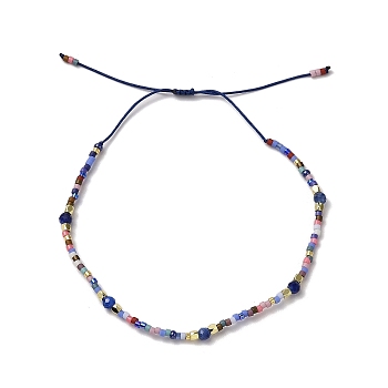 Miyuki Seed & Natural Kyanite Braided Bead Bracelets, Adjustable Bracelet with Nylon Cords, Colorful, Inner Diameter: 2-5/8~2-3/4 inch(6.75~7.1cm) 