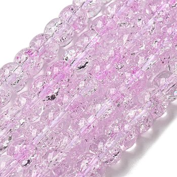 Transparent Spray Painting Crackle Glass Beads Strands, Column, Plum, 8x6mm, Hole: 1.2mm, about 65pcs/strand, 15.55''(39.5cm)