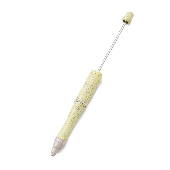 Plastic Beadable Pen, Ball-Point Pen with Steel Pole, for DIY Personalized Pen with Jewelry Beads, Champagne Yellow, 147x11mm