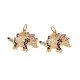 Stegosaurus Brass Micro Pave Colorful Cubic Zirconia Charms(KK-G435-30G)-2