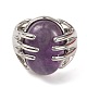 Oval Natural Amethyst Finger Ring(G-Q184-06G-P)-2