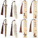 AHADEMAKER 1 Set Rectangle Wood Bookmarks with Tassels(AJEW-GA0004-59)-1