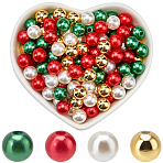 Imitation Pearl Acrylic Beads, For Christmas, Dyed, Round, Mixed Color, 8x7.5~8mm, Hole: 1.5~2mm(OACR-SP0001-22B)