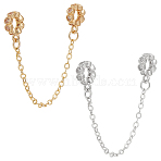 2Pcs 2 Colors Brass Micro Pave Cubic Zirconia Chain Extenders, Golden & Silver, 84mm, 1pc/color(KK-WR0001-54)