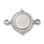 304 Stainless Steel Cabochon Connector Setting, Flat Round, Stainless Steel Color, Tray: 8.5mm, 21.5x16x2mm, Hole: 1.5mm(X-STAS-C110-09P)