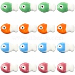 16Pcs 4 Colors Handmade Porcelain Ceramic Beads, Fish, Famille Rose Style, Mixed Color, 19x11.5x6.5mm, Hole: 2mm, 4pcs/color(PORC-FS0001-65)