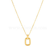 Titanium Steel Hollow Rectangle Pendant Necklaces with Cable Chains, Golden, 16.14 inch(41cm)(SM4957-2)