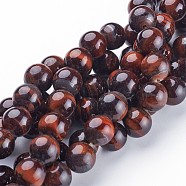 16 inch Round Gemstone Strands, Dyed & Heated, Red Tiger Eye, Bead: 10mm in diameter, hole: 1mm. about 40pcs/strand(X-GSR10mmC042)