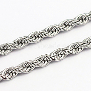 304 Stainless Steel Rope Chains, Stainless Steel Color, 3.8x0.8mm(CHS-O005-43E)