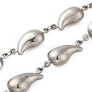 304 Stainless Steel Teardrop Link Chains, Soldered, with Spool, Stainless Steel Color, 22x10x6mm(CHS-G037-02P)