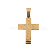 304 Stainless Steel Pendants, Religion Theme,Cross with Saying/Message, Golden, 24.5x17.6x1.4mm, Hole: 7mm(STAS-CJ0001-123)