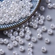 Imitated Pearl Acrylic Beads, Round, White, 5mm, Hole: 1mm, about 8300pcs/500g(PACR-5D-1)