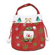 Christmas Cloth Candy Bags Decorations, Drawstring Cartoon Doll Bag, with Handle, for Christmas Party Snack Gift Ornaments, Red, Snowman Pattern, 32.5x20x1.3cm(ABAG-I003-05C)