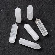 Natural Quartz Crystal Pointed Beads, Healing Stones, Reiki Energy Balancing Meditation Therapy Wand, No Hole/Undrilled, For Wire Wrapped Pendant Making, Bullet, 36.5~40x10~11mm(G-G795-02-20)