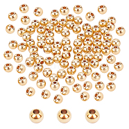 Brass Beads, Long-Lasting Plated, Rondelle, Real 14K Gold Plated, 6x5.5mm, Hole: 1.6mm, 150pcs/box(KK-PH0036-68G)
