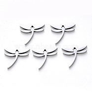 304 Stainless Steel Pendants, Laser Cut, Dragonfly, Stainless Steel Color, 15x16.5x1mm, Hole: 1.2mm(STAS-N092-87)