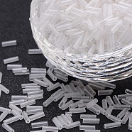 Glass Bugle Beads, Round Hole Seed Beads, Clear, about 6mm long, 1.8mm in diameter, hole: 0.6mm, about 10000pcs/bag. Sold per package of one pound(TSDB6MM1)