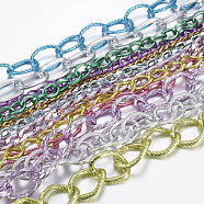 Aluminum Chains, Unwelded, Mixed Style, Mixed Color, 6.5~28x4.5~18.5x1~3mm, about 38.58 inch~40.35'(98~102.4cm)(CHA-XCP0001-01)