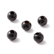 202 Stainless Steel Beads, Half Drilled, Round, Electrophoresis Black, 6x5.5mm, Half Hole: 2mm(STAS-M295-01EB-02)