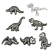 7Pcs 7 Style Spray Painted Alloy Brooches, Enamel Pin, with Brass Butterfly Clutches, Dinosaur, Cadmium Free & Lead Free, Platinum, Black, 14.5~27x20~34mm, Pin: 1mm, 1pc/style(JEWB-LS0001-01)