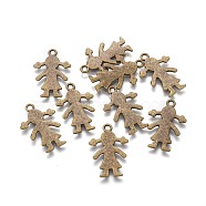Tibetan Style Alloy Pendants, Cadmium Free & Nickel Free & Lead Free, Girl Silhouette Pendants, Antique Bronze, 27x18x1mm, Hole: 2mm(X-TIBEP-A12532-AB-NR)