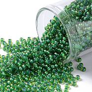 TOHO Round Seed Beads, Japanese Seed Beads, (947) Inside Color Lime Green/Opaque Green Lined, 11/0, 2.2mm, Hole: 0.8mm, about 1110pcs/10g(X-SEED-TR11-0947)