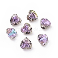 K5 Glass Rhinestone Cabochons, Pointed Back & Back Plated, Faceted, Heart, Vitrail Light, 8x8x6mm(RGLA-A025-04A-001VL)