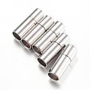 Tube Brass Bayonet Clasps, Column, Platinum, 20x7mm, Half Hole: 6mm(KK-T005-04P)