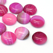 Dyed Natural Striped Agate/Banded Agate Cabochons, Half Round/Dome, Camellia, 14x5~6mm(X-G-R348-14mm-01)