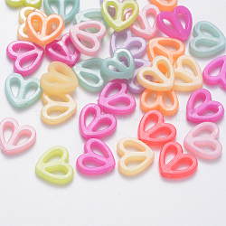 Imitation Jelly Acrylic Beads, Faceted, Heart, Mixed Color, 15x16x3.5mm, Hole: 1.8mm, about 1190pcs/500g(JACR-Q056-02)