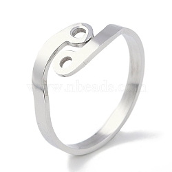 Non-Tarnish Constellations 304 Stainless Steel Open Cuff Ring for Women, Stainless Steel Color, Cancer, Inner Diameter: 17.5~18.5mm(RJEW-L122-001P-12)