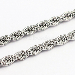 304 Stainless Steel Rope Chains, Stainless Steel Color, 3.8x0.8mm(CHS-O005-43E)
