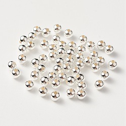 925 Sterling Silver Beads, Round, Silver, 3x2.5mm, Hole: 1mm(STER-S002-15-3mm)