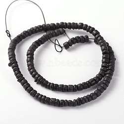 Natural Coconut Column Bead Strands, Black, 5x2~4.5mm, Hole: 1mm, about 15.4 inch(COCB-O001-07)