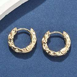 Brass Hoop Earrings, Groove, Real 18K Gold Plated, 16x17x4mm(EJEW-D320-23G)
